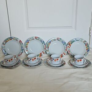 Table D'Hote 16 Pieces Porcelain Dinner Set Dishwasher & Microwave Safe White